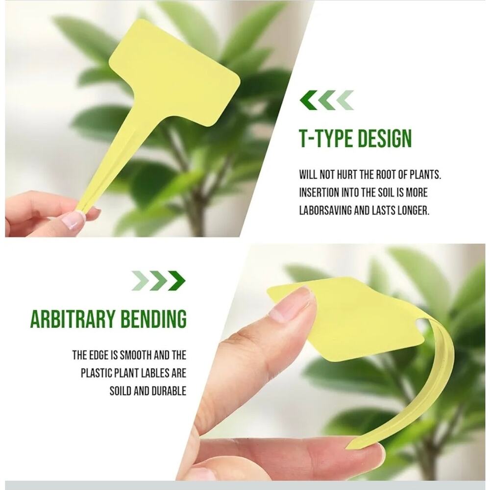 Plant Labels 200 Pcs Yuanling T-Type Plastic Garden Tags Waterproof Yellow b35 - Picture 3 of 8
